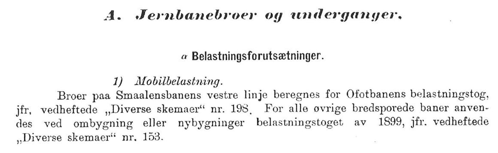 Utdrag fra bestemmelsene i 1914 om beregning av belastningstog for Østfoldbanen.