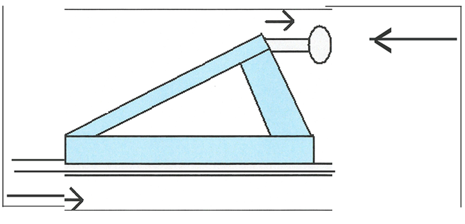 Skjematisk tegning av glidende sporstopper med buffer.