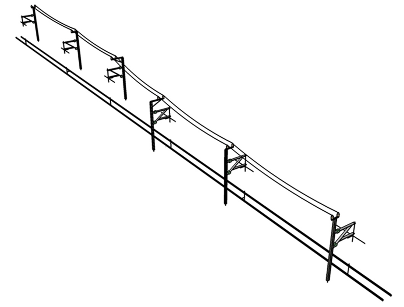 Traversjustering i kontaktledningsanlegg for å redusere kurvekrefter på master.
