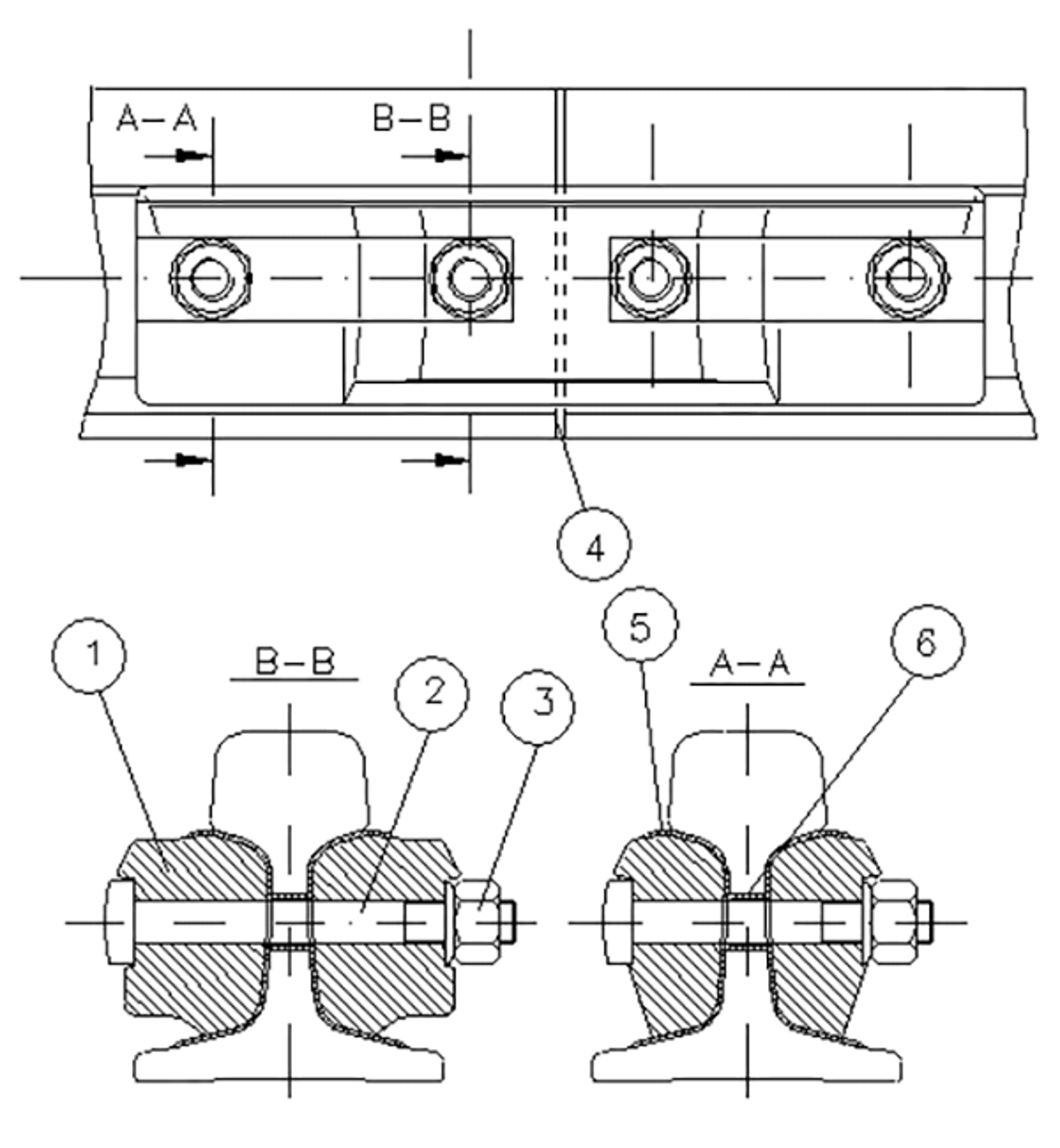 Teknisk tegning av S-isolert skjøt i forsterket utgave med større lasketverrsnitt.