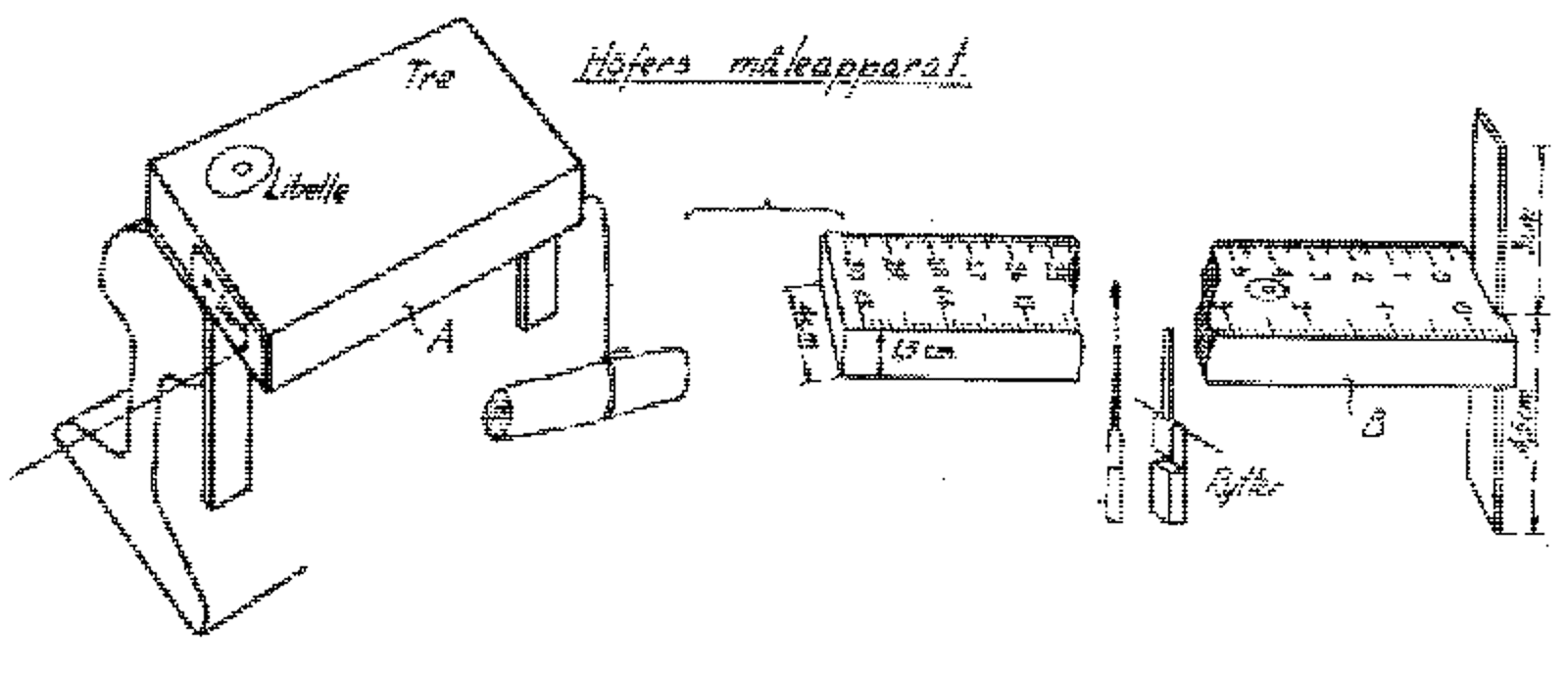 Måleapparat for pilhøyder i sporjustering, basert på Höfers metode.