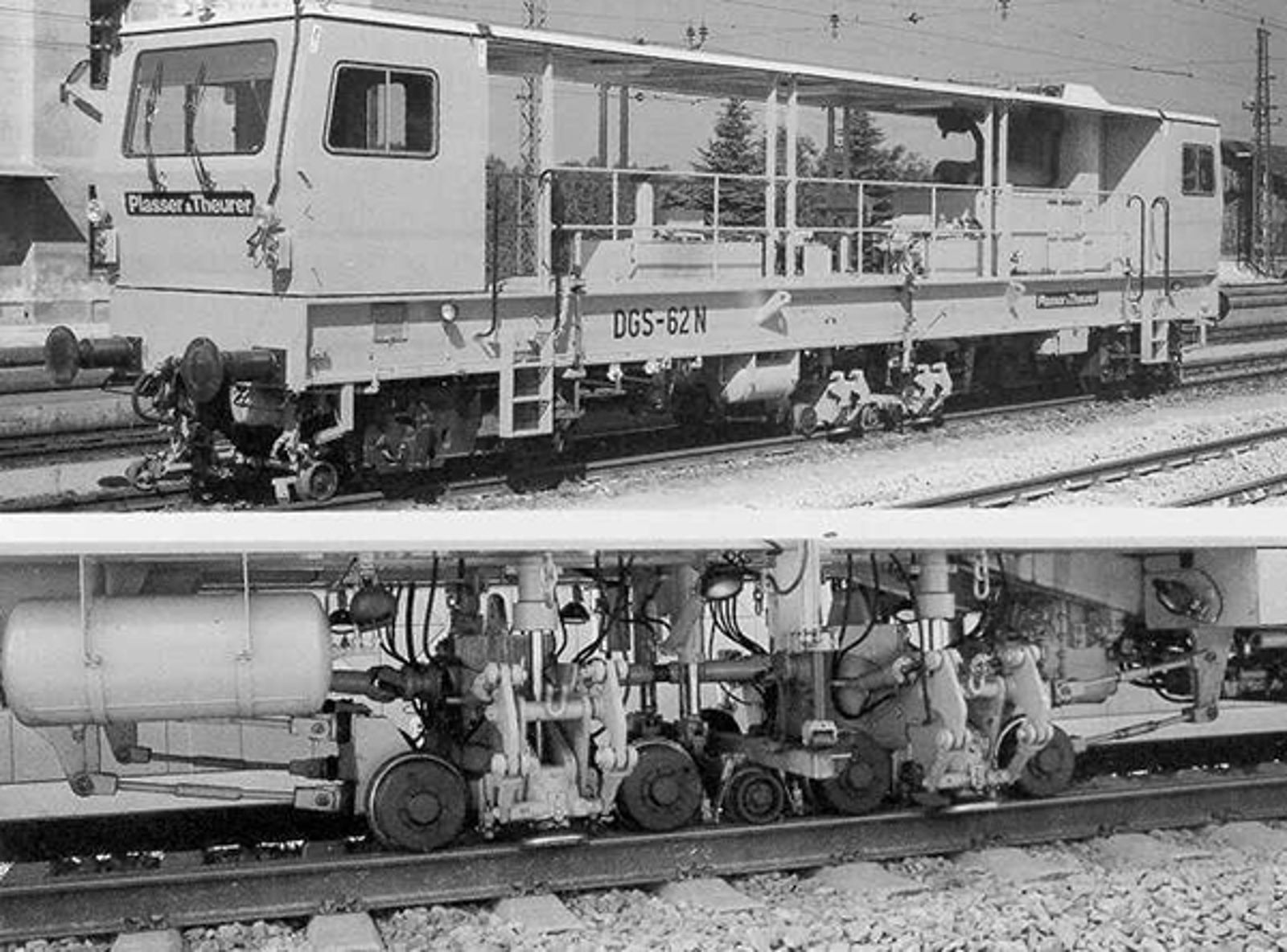 Dynamisk sporstabilisator for stabilisering av sporet etter justering.