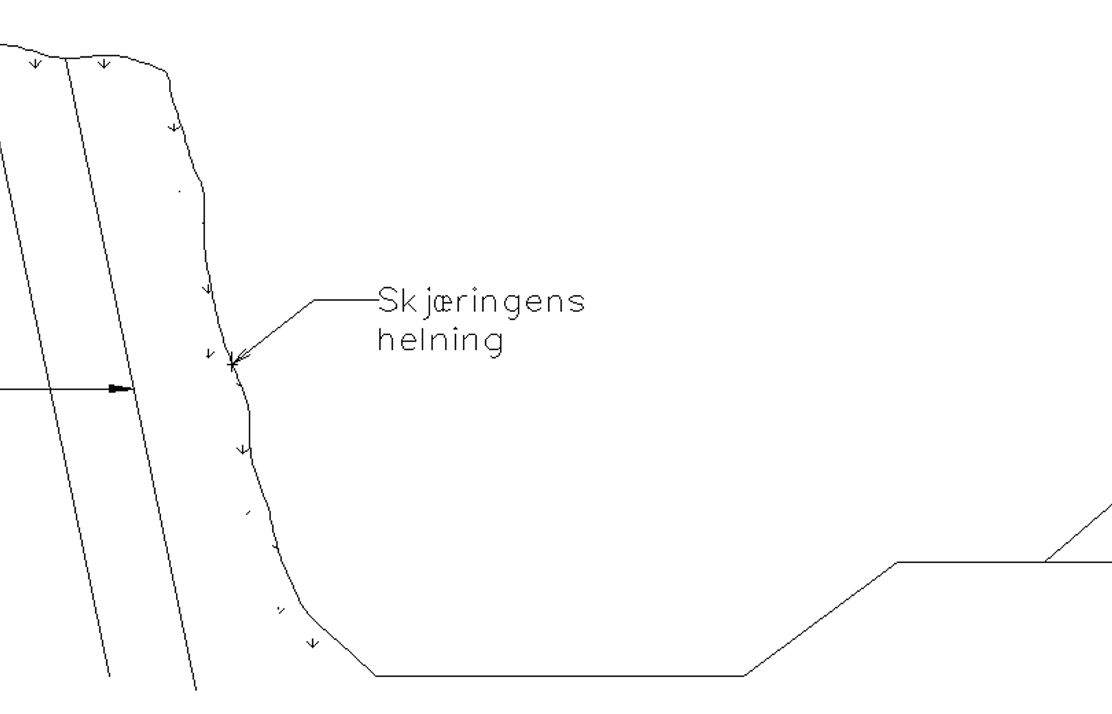Skjæringshelning med tilpasning til sprekkeplan og sikkerhetsvurdering av fjellet.
