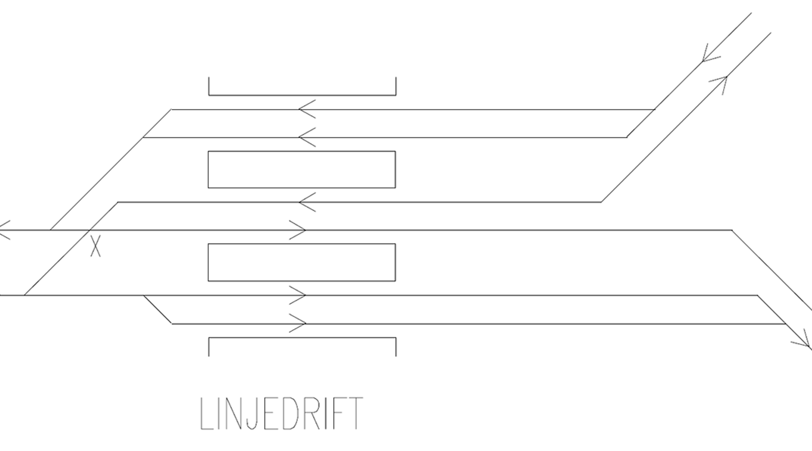 Gjennomkjøringsstasjon med avgrening til to baner, utformet for linjedrift.