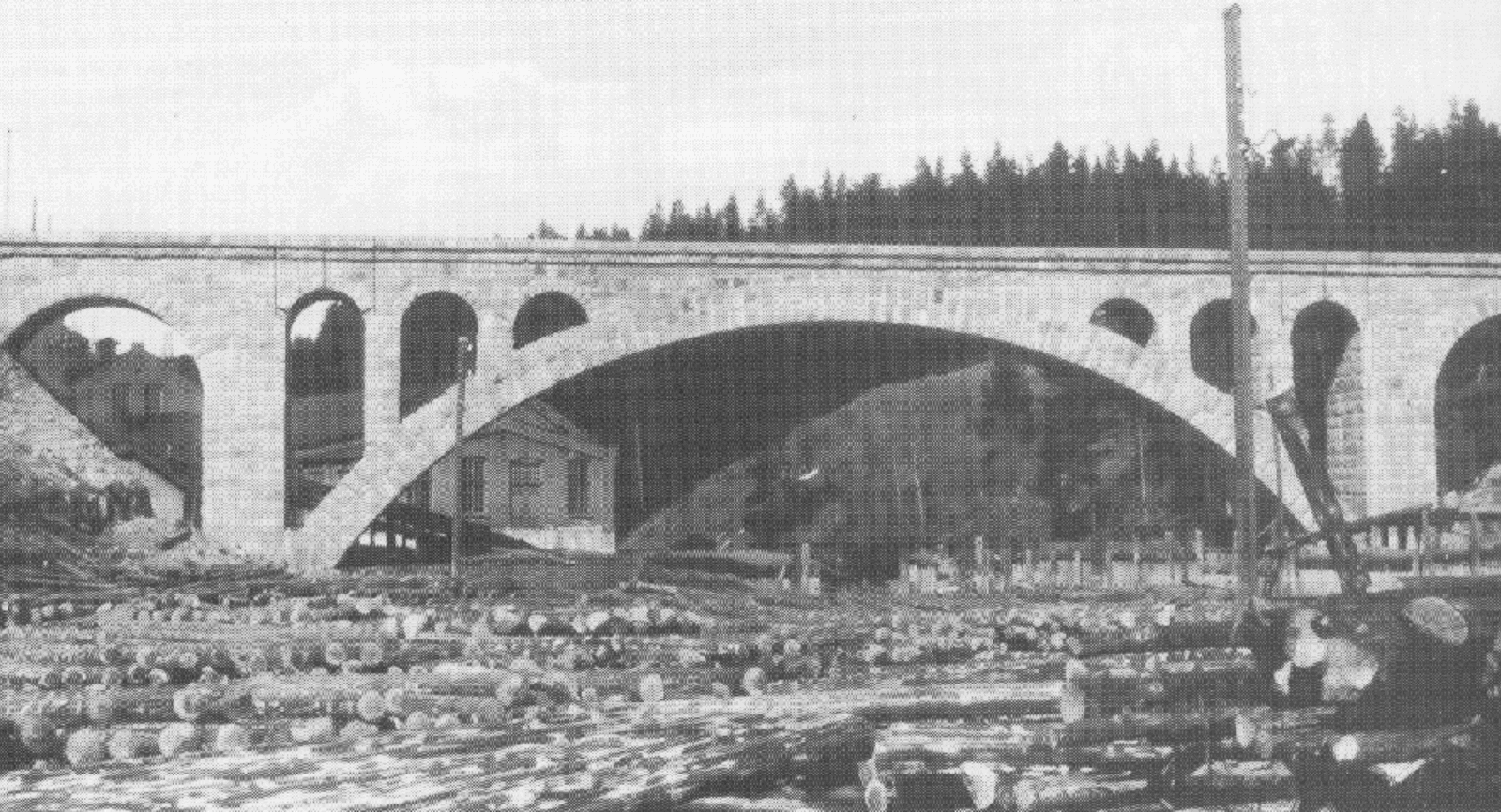 Hvelvbru av stein over Skjærdalen nord for Tyristrand stasjon.