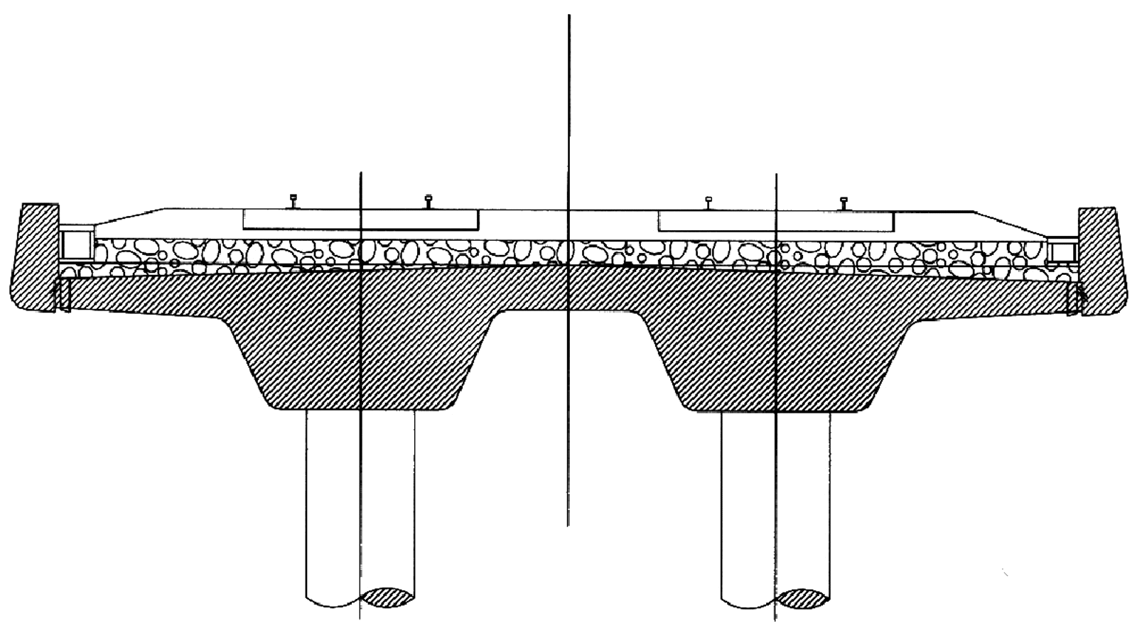 Tverrsnitt av betongbru for små spennvidder.