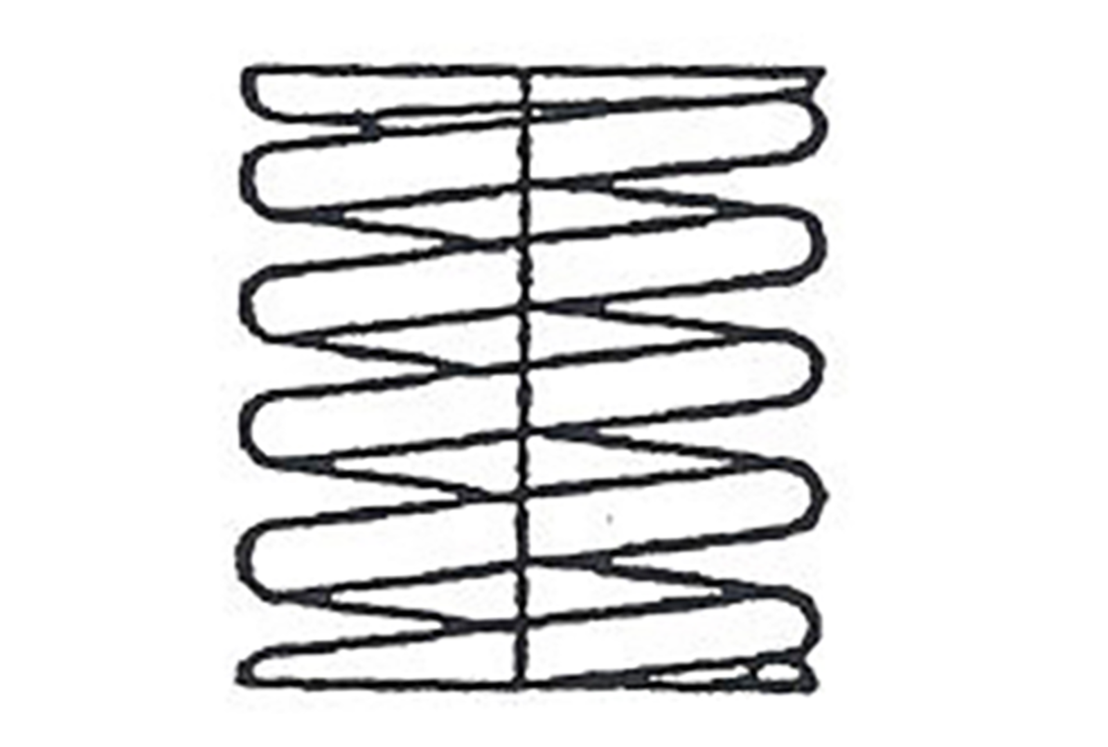 Tverrsnitt av spiralfjær brukt i primærfjæring av jernbaneboggier.