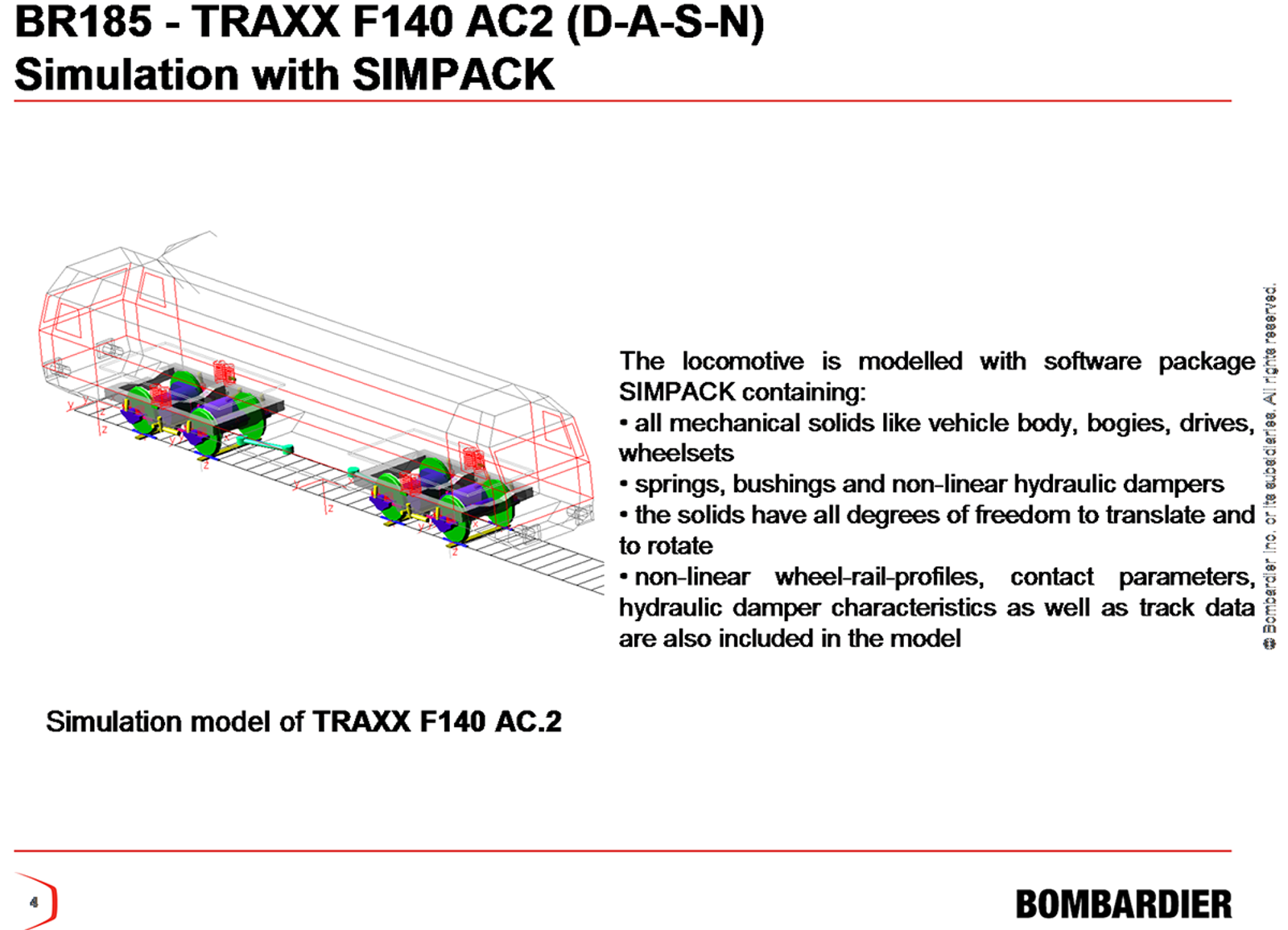 Simuleringsmodell av TRAXX F140 AC.2 med boggier.