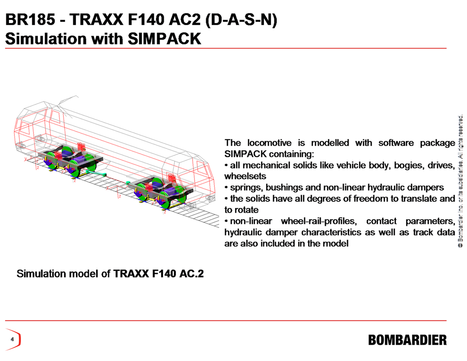 Simuleringsmodell av TRAXX F140 AC.2 med boggier.