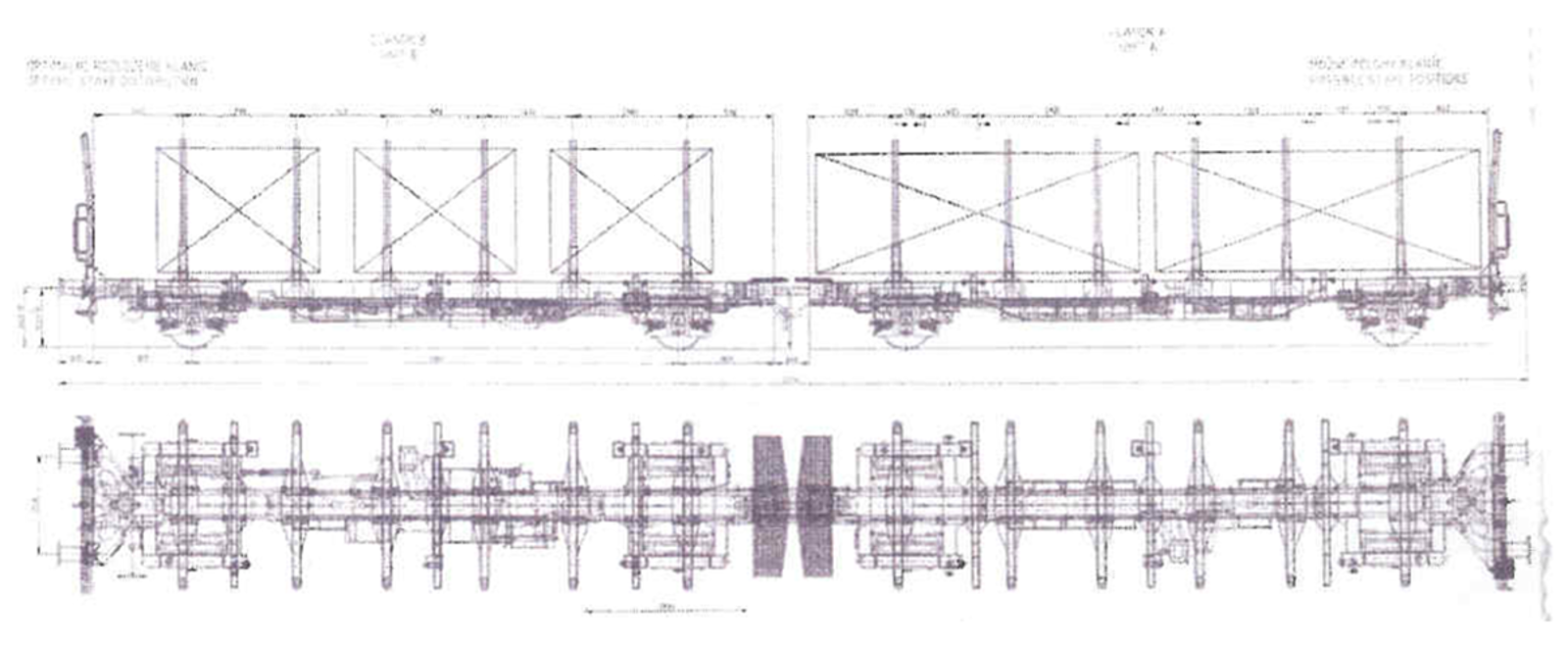 Teknisk tegning av en artikulert tømmervogn med 25 tonns aksellast.