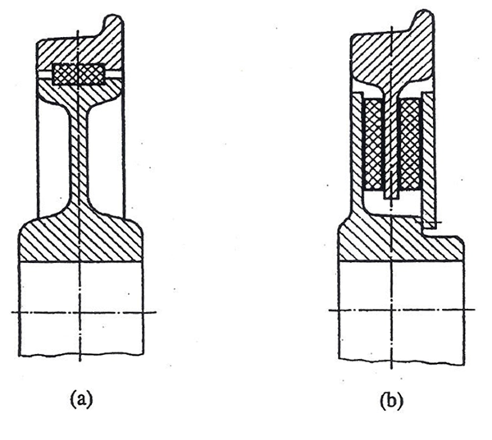 Tverrsnitt av fjærende hjul med elastisk hjulring.