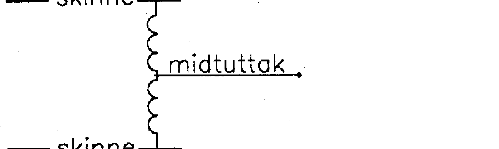 Skisse av filterimpedans koblet til skinner i punkt A og B med midtuttak.
