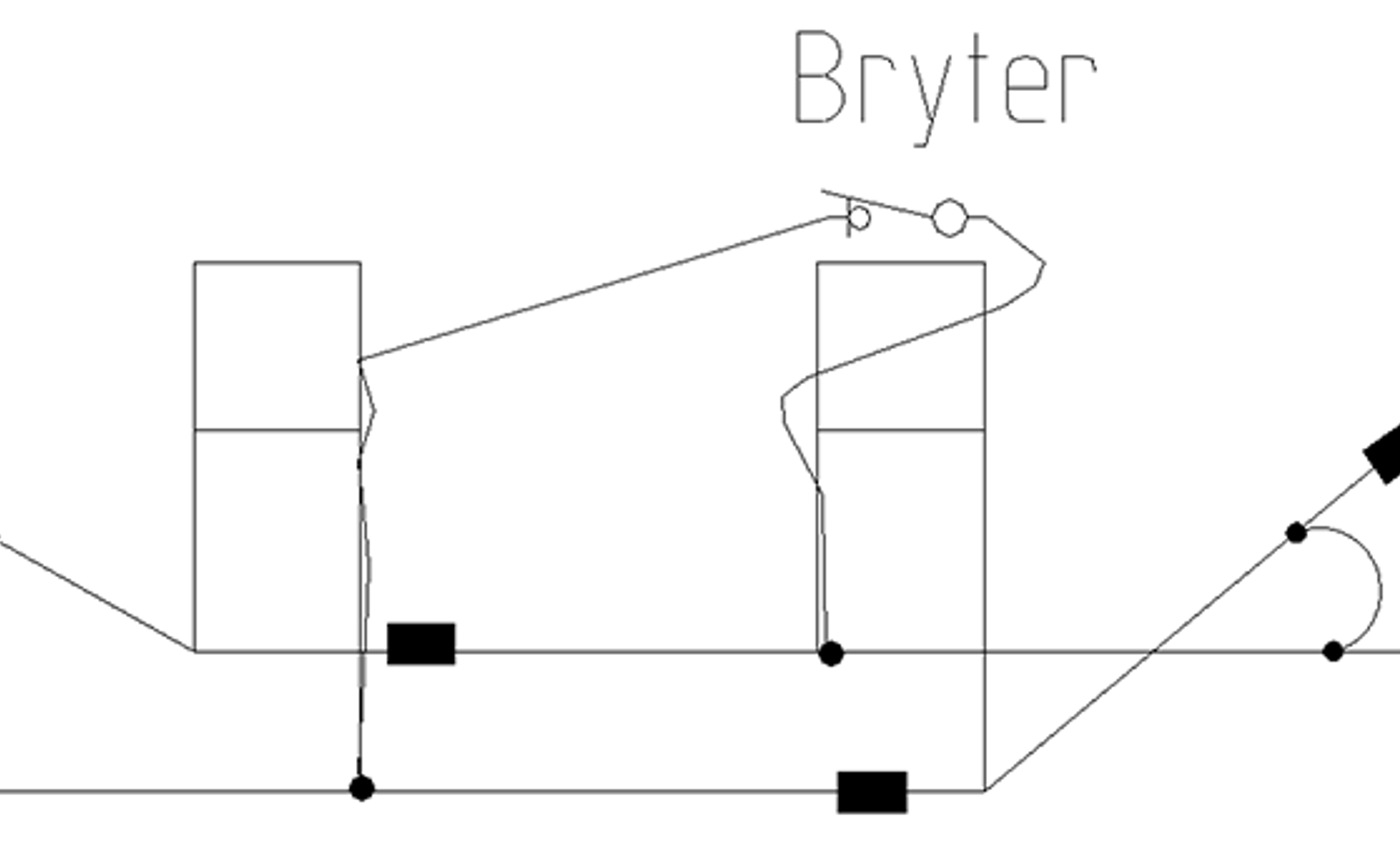 Bryter i trefelts seksjonsdele med tilkobling til bæreline og kontakttråd.