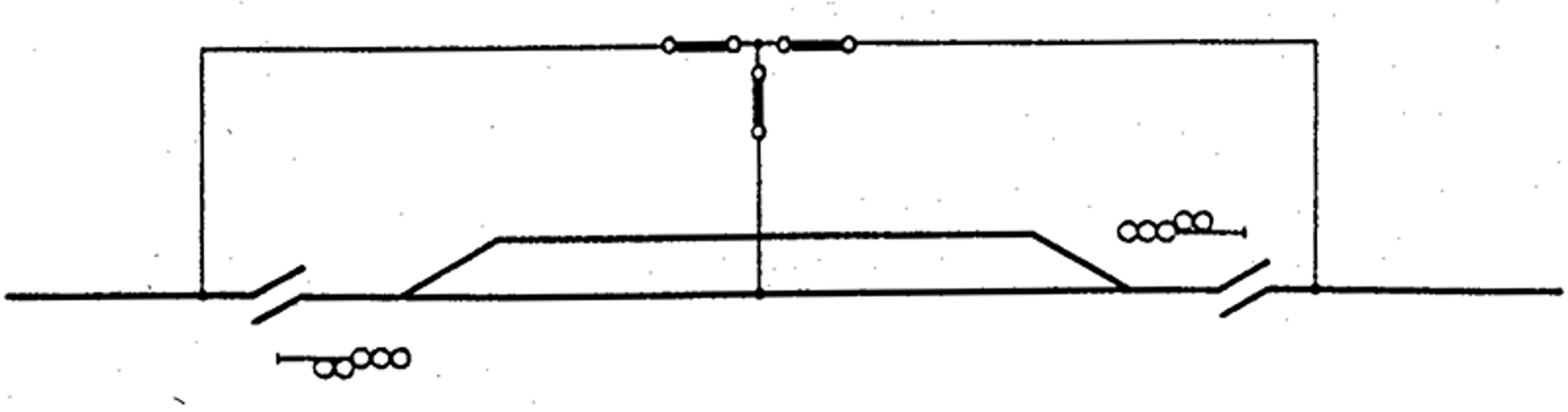 Stasjon med forbigangsledning som kobler sammen kontaktledning på hver side av seksjonen.