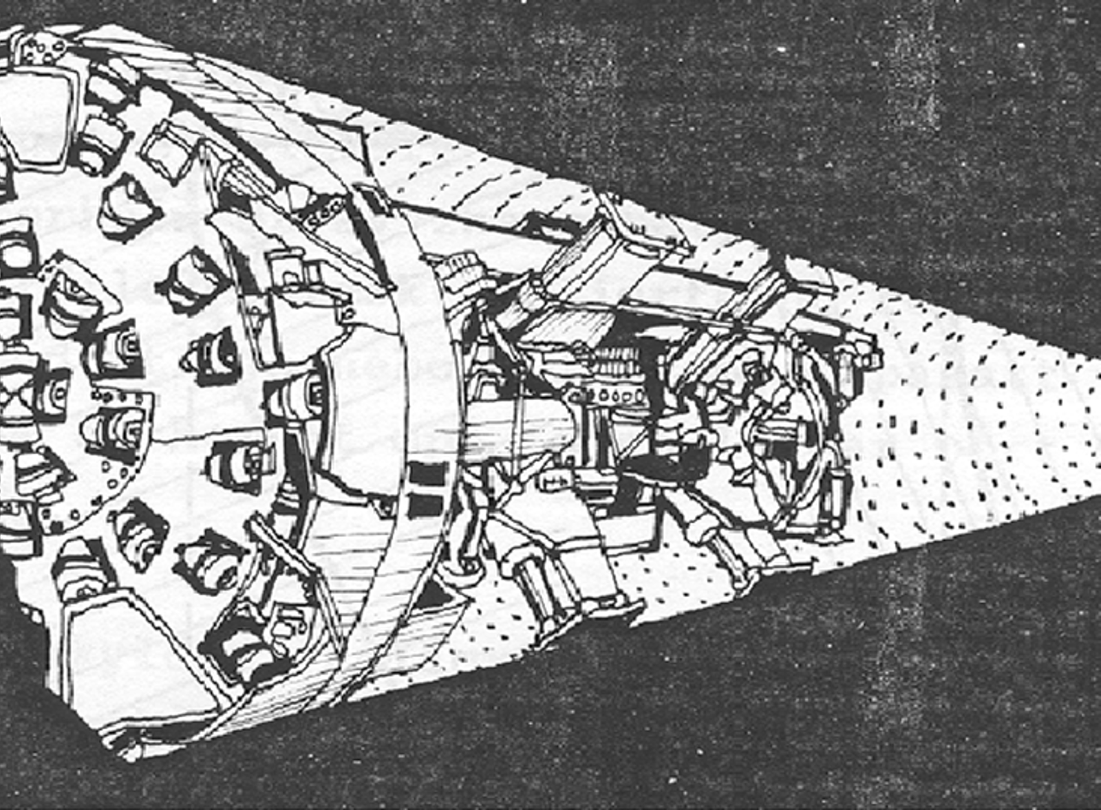 Illustrasjon av et TBM-borhode med rullemeisler.