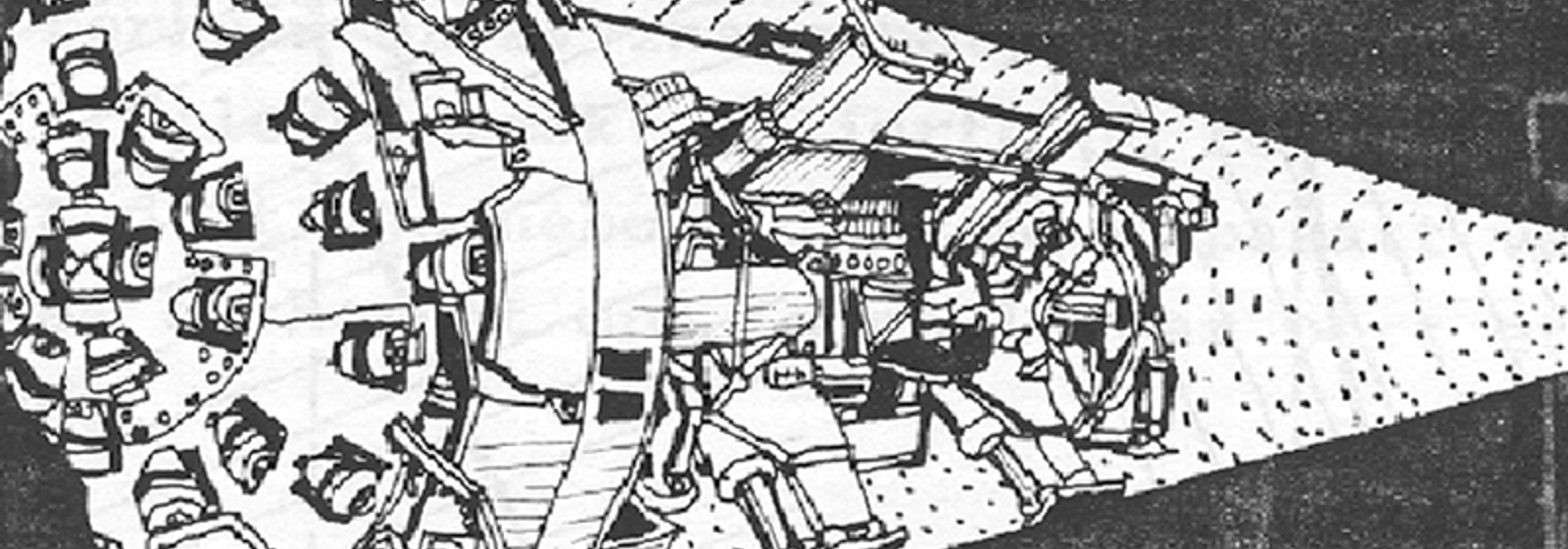 Illustrasjon av et TBM-borhode med rullemeisler.