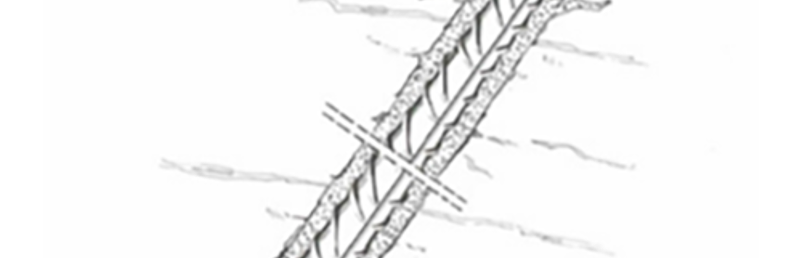 Illustrasjon av en fullt innstøpt bolt i fjell.