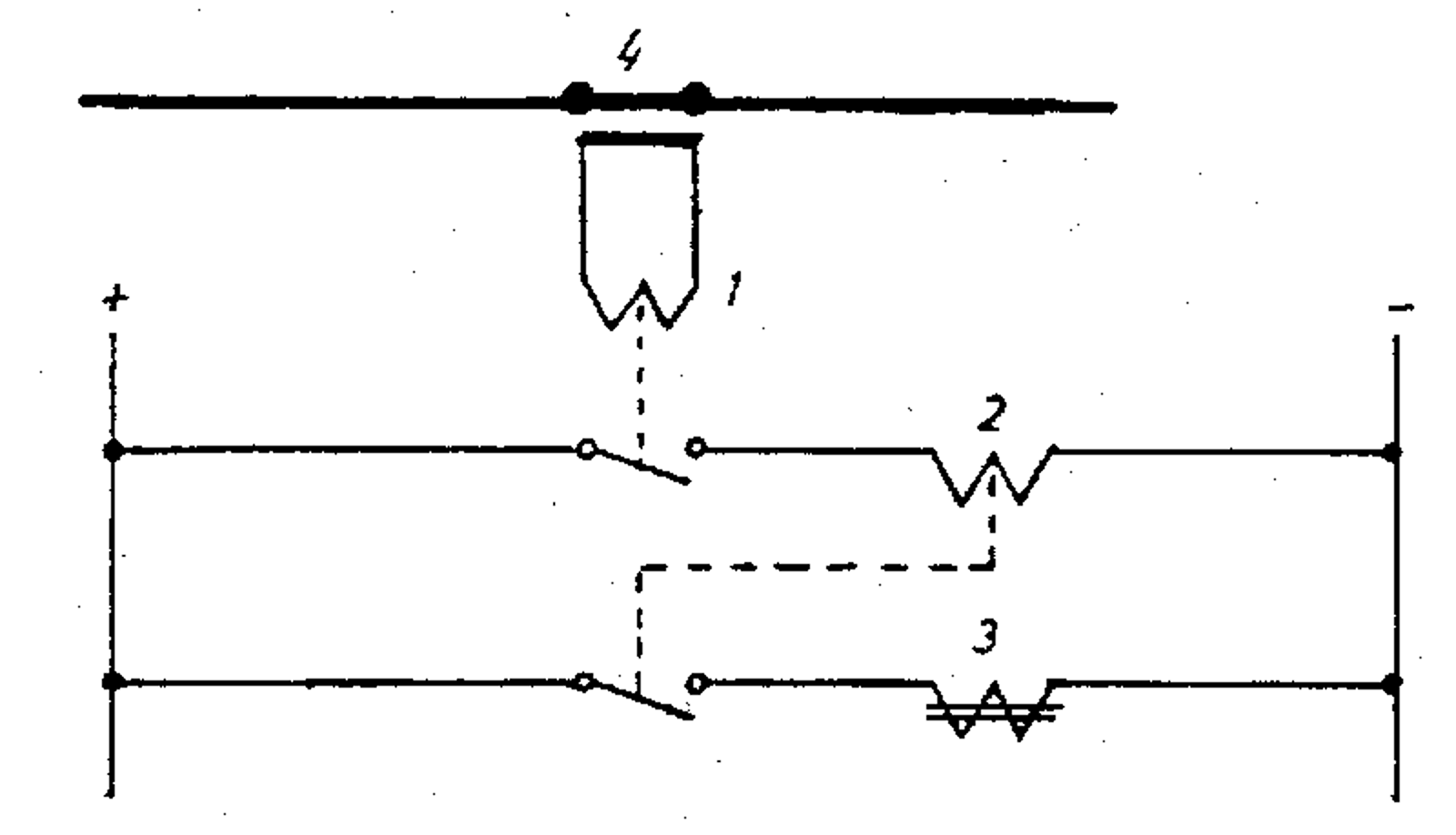 Skjematisk kobling av hjelperelé for styring av utspole via overvåkingsrelé.
