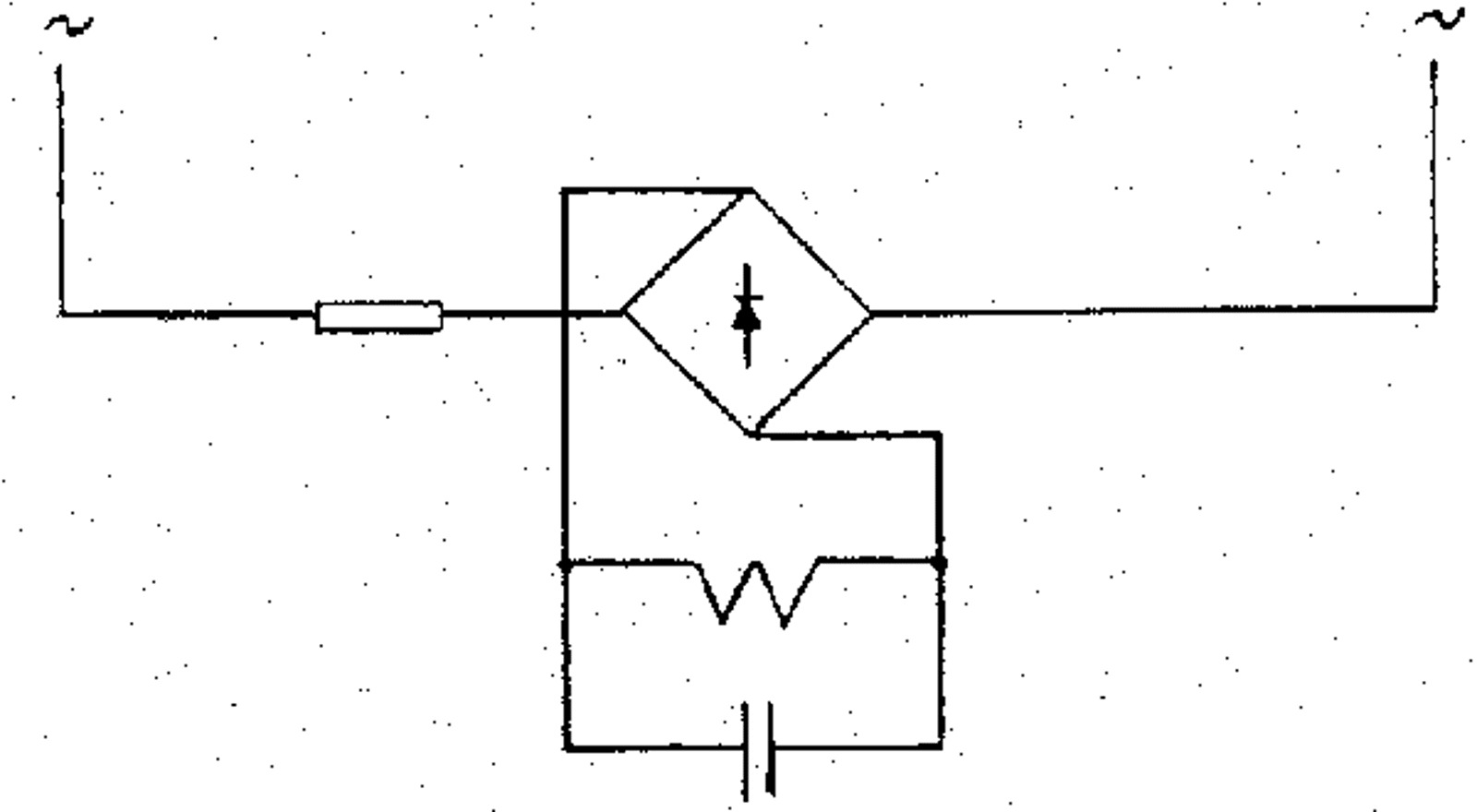 Spenning likerettes og filtreres for å drive spenningsrelé med likespenning.