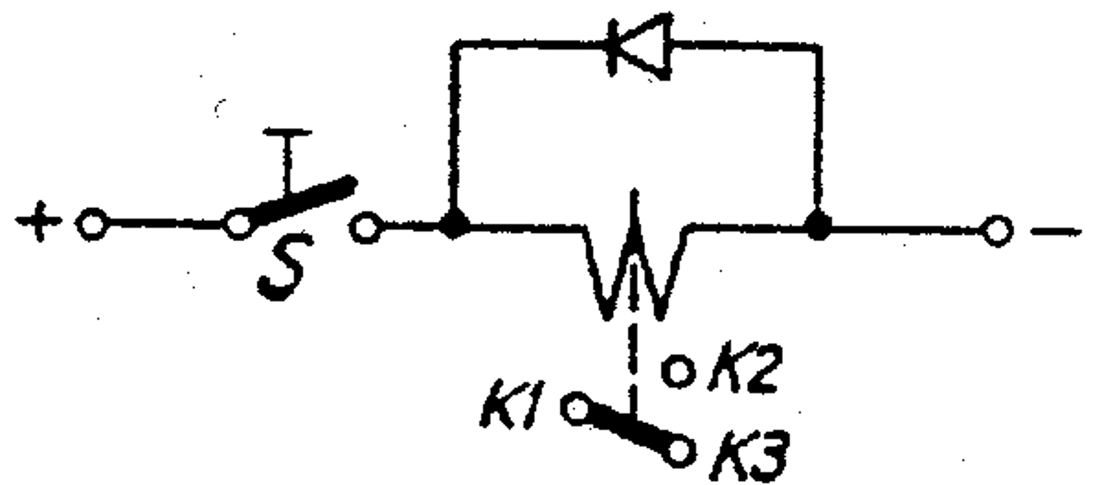 Krets med diode som gir forsinket utkobling av relé.