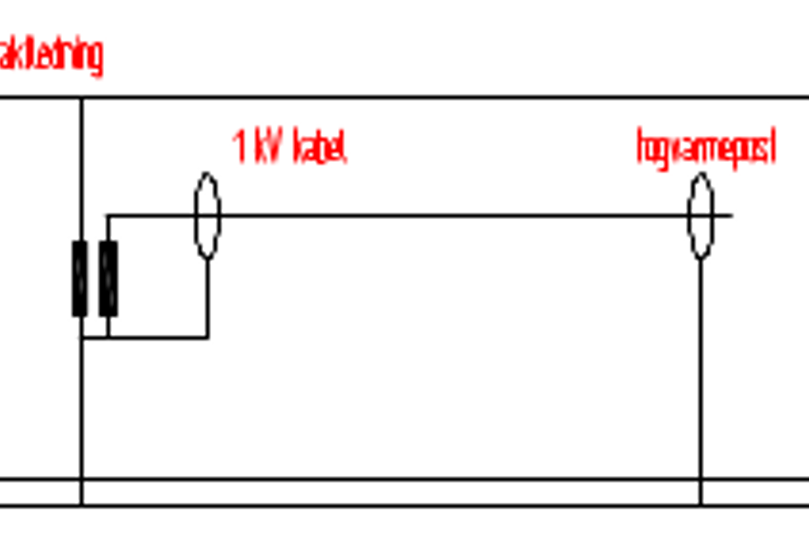 Strømforsyning fra kontaktledning via 15/1 kV trafo og 1 kV kabel til togvarmepost.