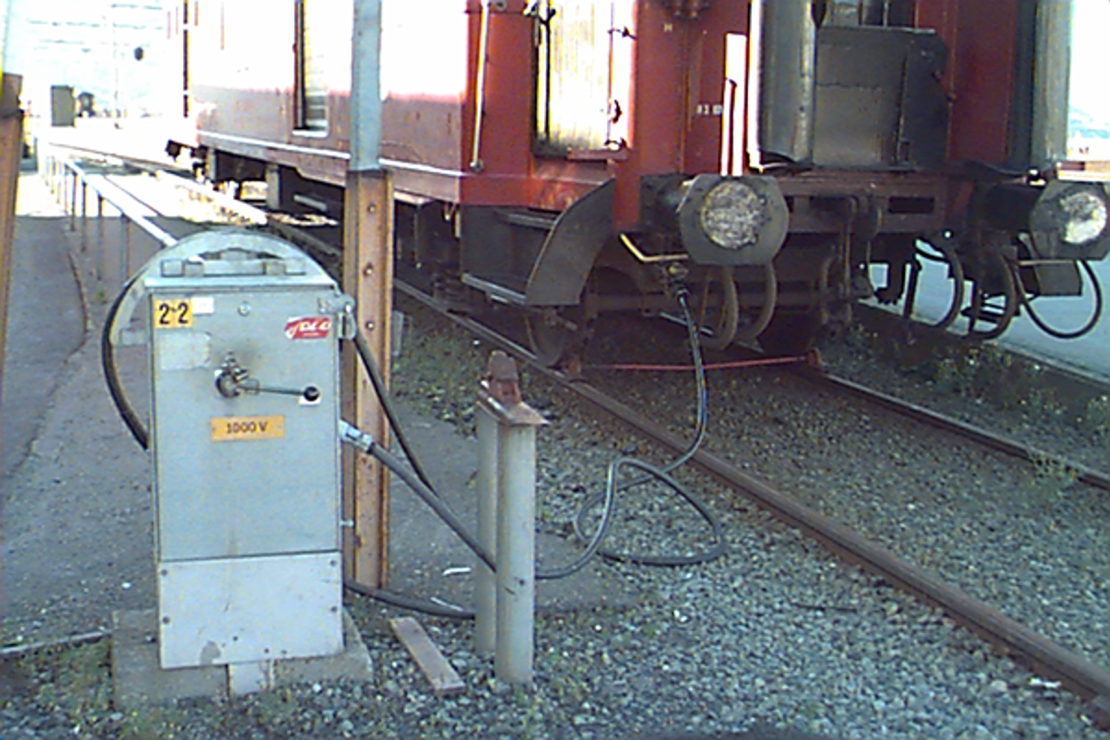 Togvarmepost med løs kabel til tog, benyttet før JD543, uten innebygd betjeningssikring.