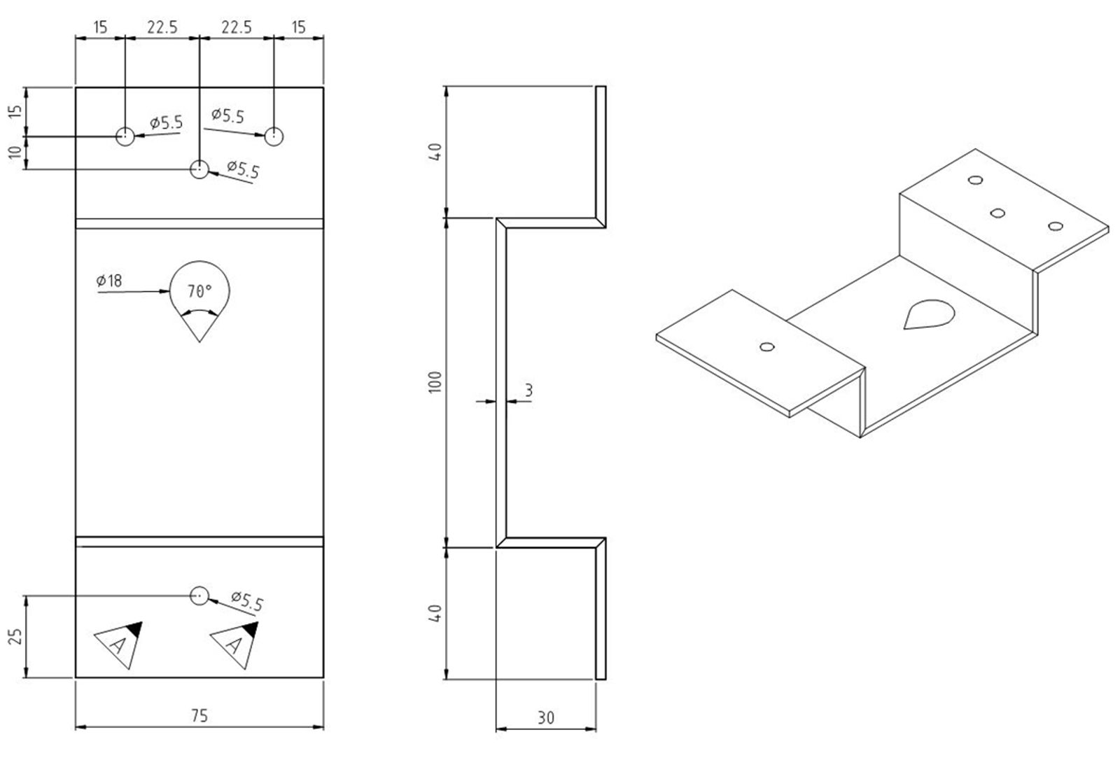 Vertikalt VUL-merke med referansepunkt for sporgeometri.
