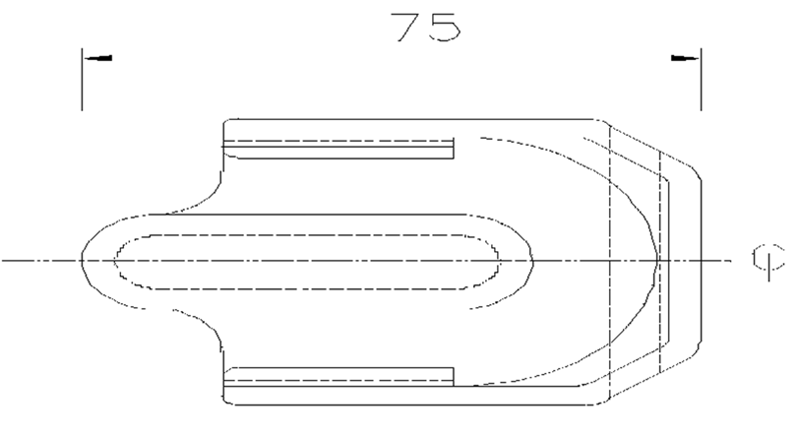 Teknisk tegning av tåisolator i Pandrol Fastclip-befestigelse.