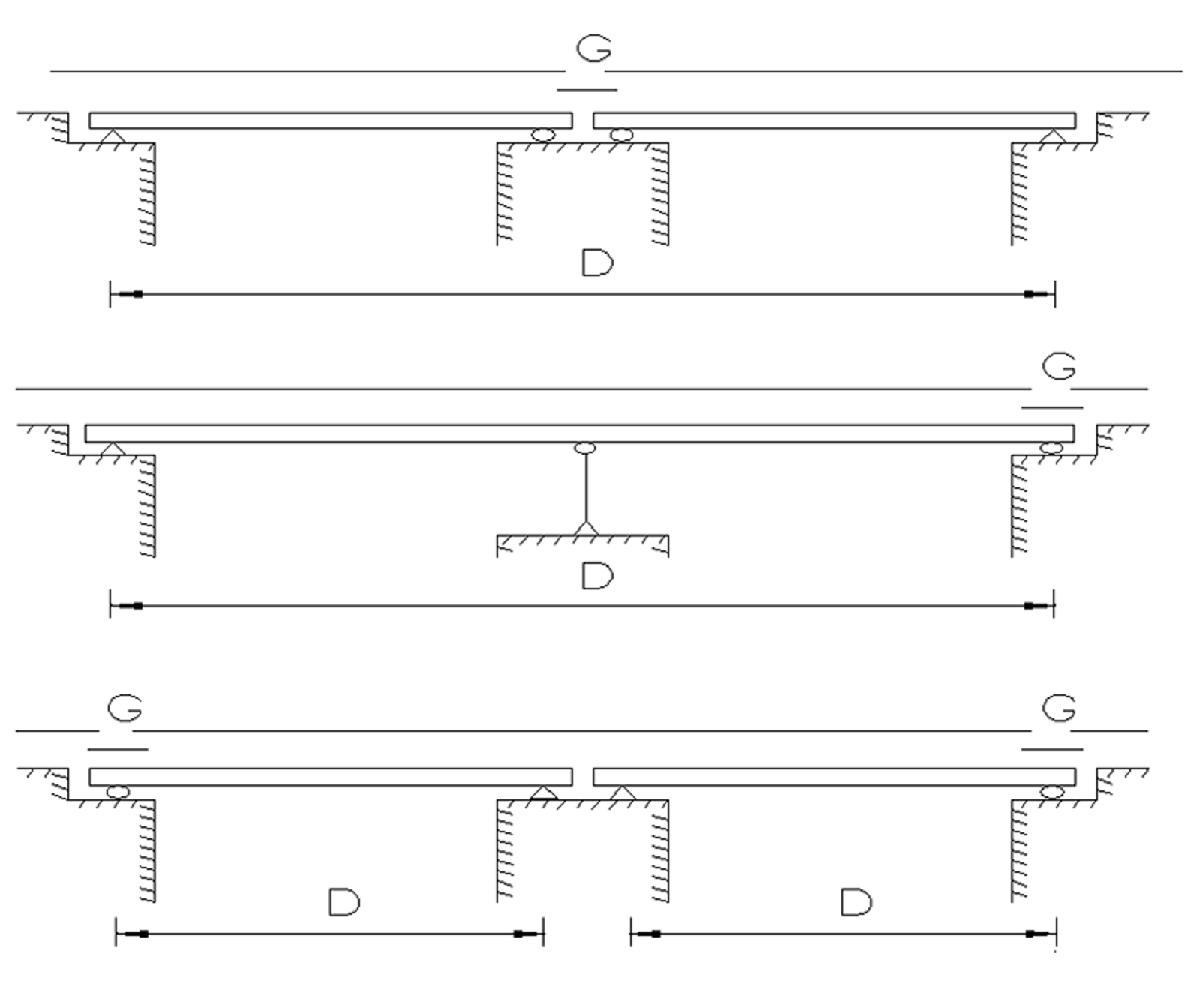 Teknisk skisse av dilatasjonslengder på stålbruer og plassering av glideskjøter.
