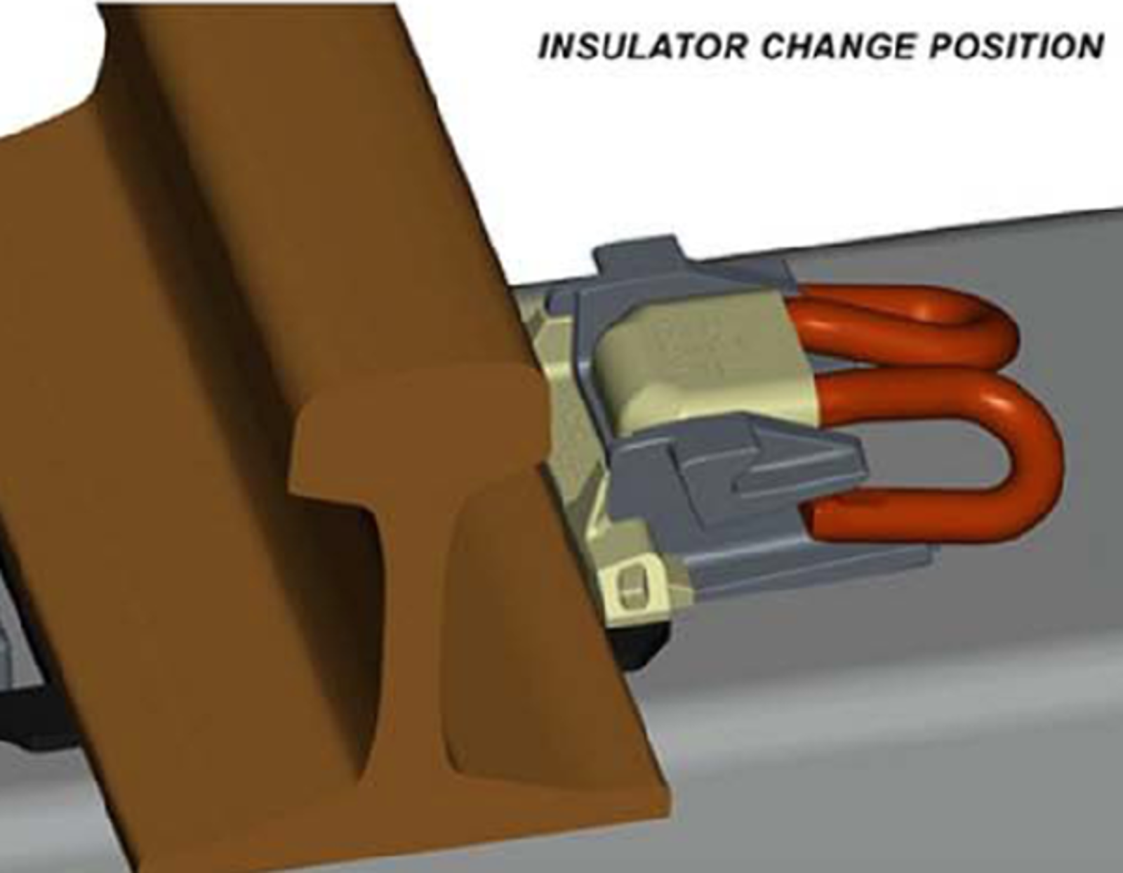 Pandrol Fastclip i isolatorskifteposisjon.