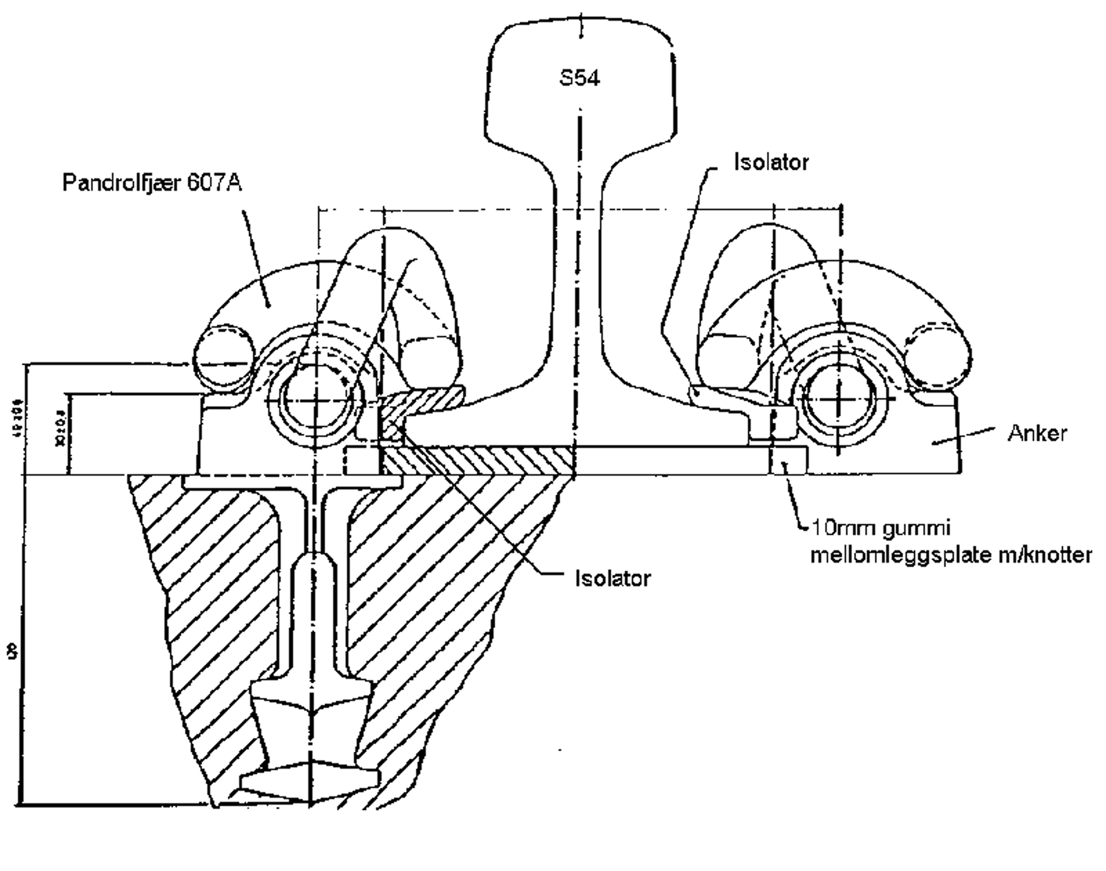 Pandrol PR-befestigelse i sporveksler.