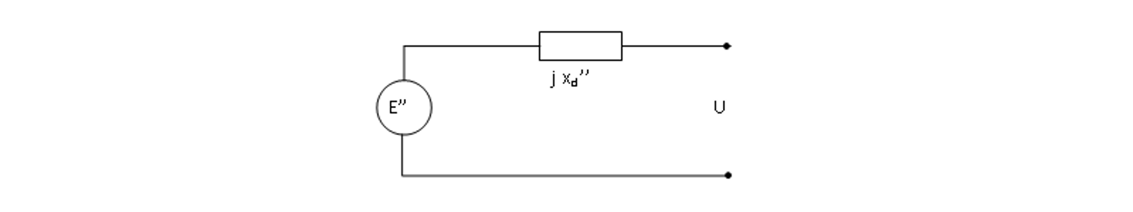 Thevenin-ekvivalent med spenningskilde E'' og reaktans jXd'' for subtransient strøm.