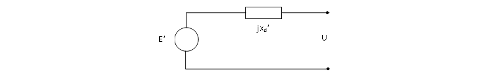 Thevenin-ekvivalent med spenningskilde E' og reaktans jXd' for transient strøm.