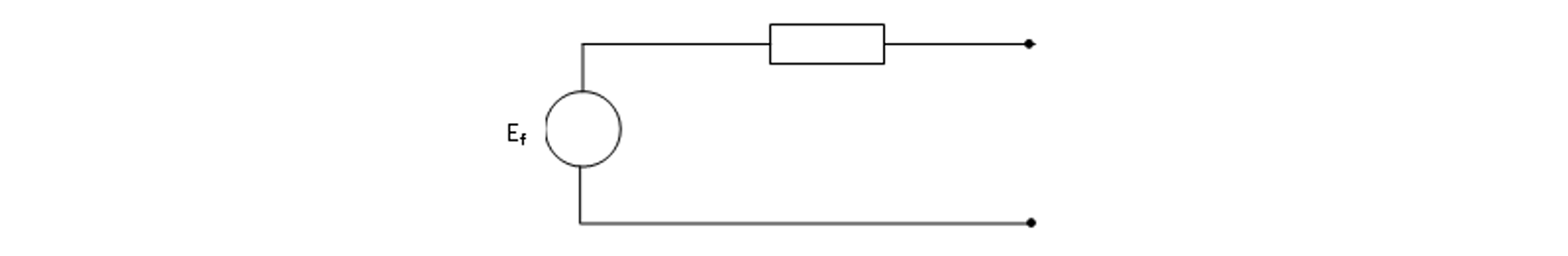 Thevenin-ekvivalent med spenningskilde Ef og reaktans jXd for stasjonær strøm.