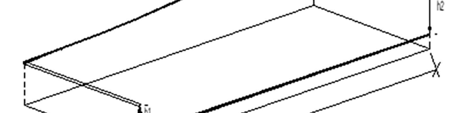 Illustrasjon av vindskjevhet som forskjell i overhøyde h2-h1 over basis B.