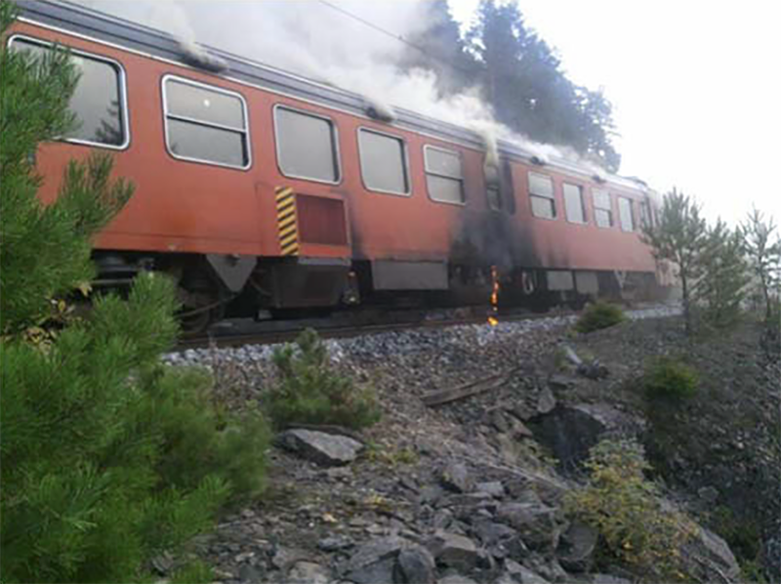 Tog i brann (eksteriør).