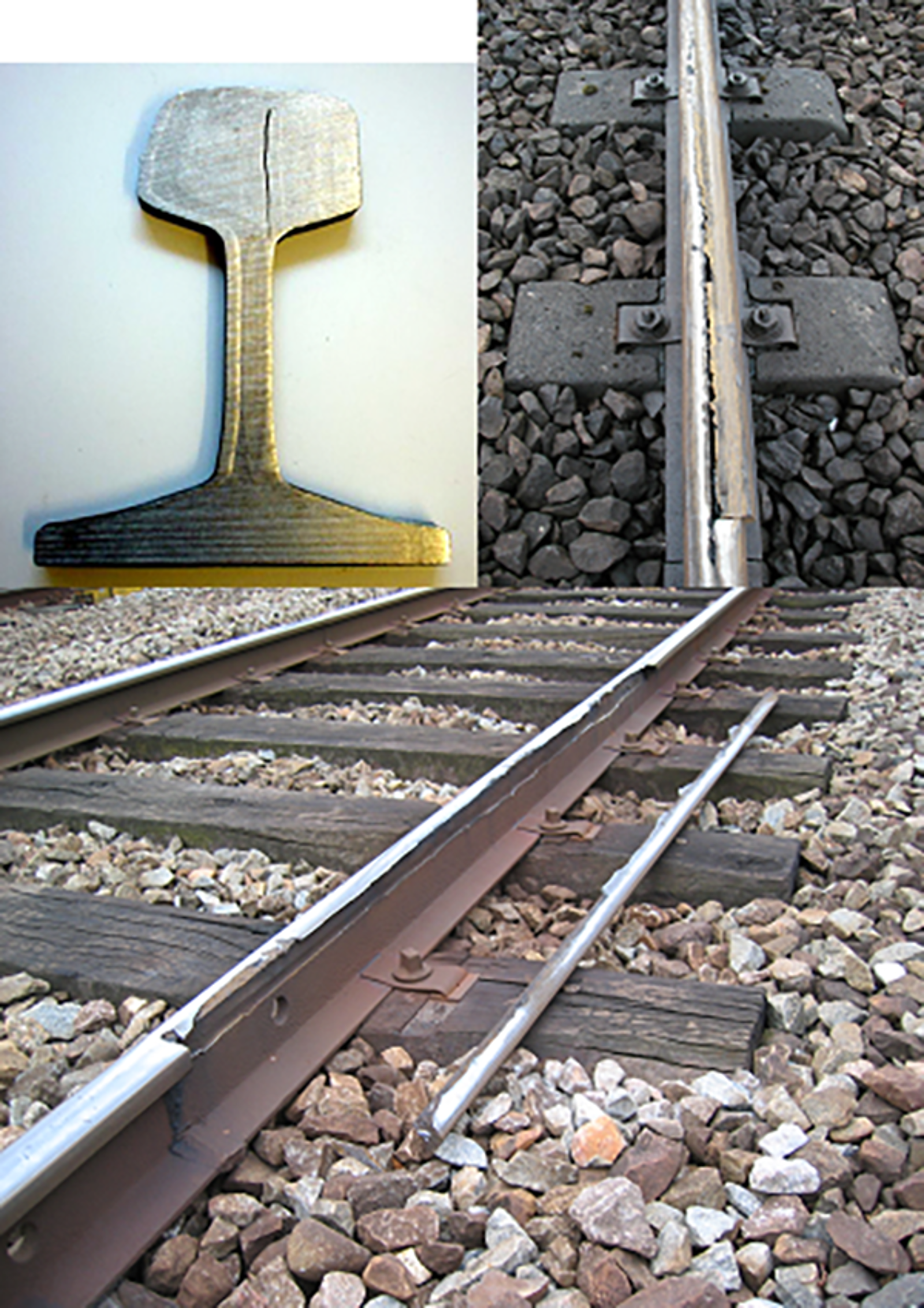 Vertikale sprekker i skinnehodet og skinnesteget.