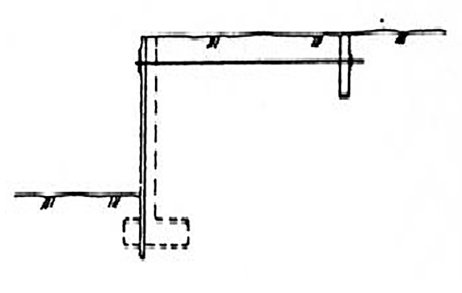 Prinsippskisse av stag for vertikal forankring basert på passivt jordtrykk.