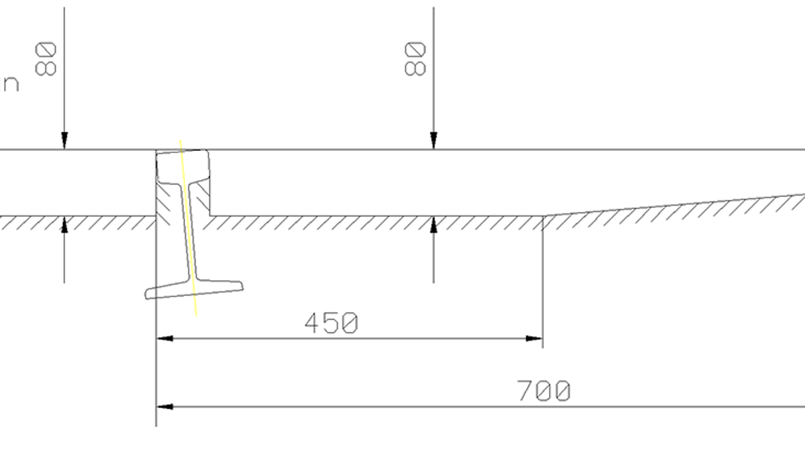 Fritt rom for sporrenser, 700 mm utenfor kjørekanten om vinteren.