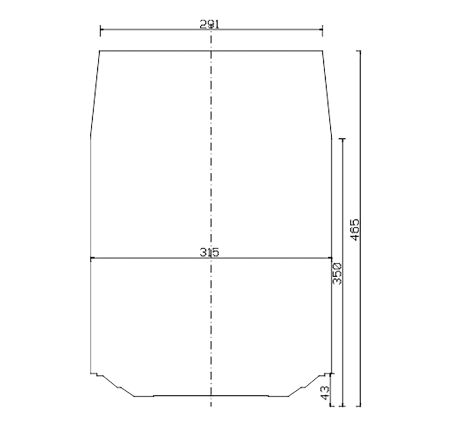 Lasteprofil UIC GC med høyde 4650 mm og bredde 1455 mm i øvre del.
