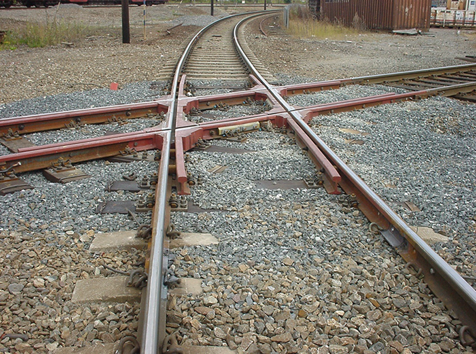 Sporkryss der to jernbanespor krysser hverandre uten tungeanordninger.