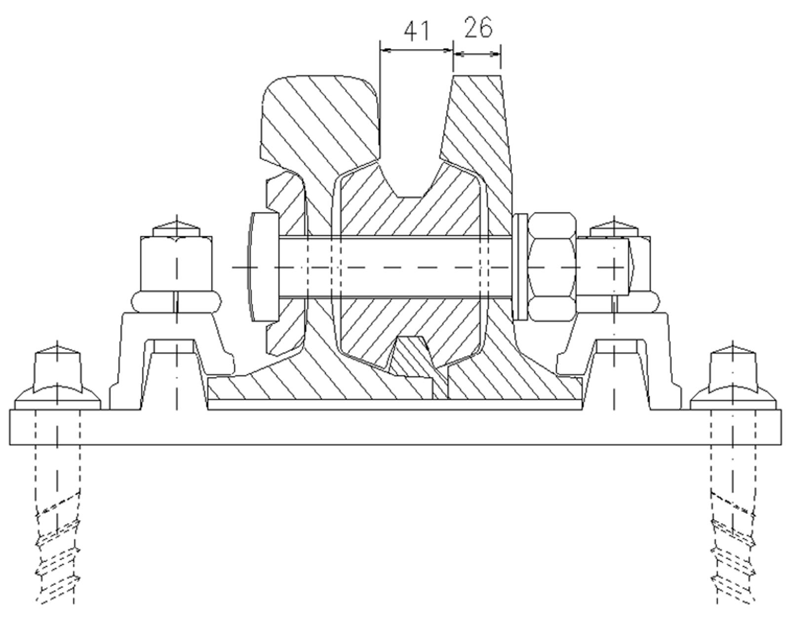 Lavt ledeskinneprofil der toppen av ledeskinnen ligger i flukt med skinnetopp.