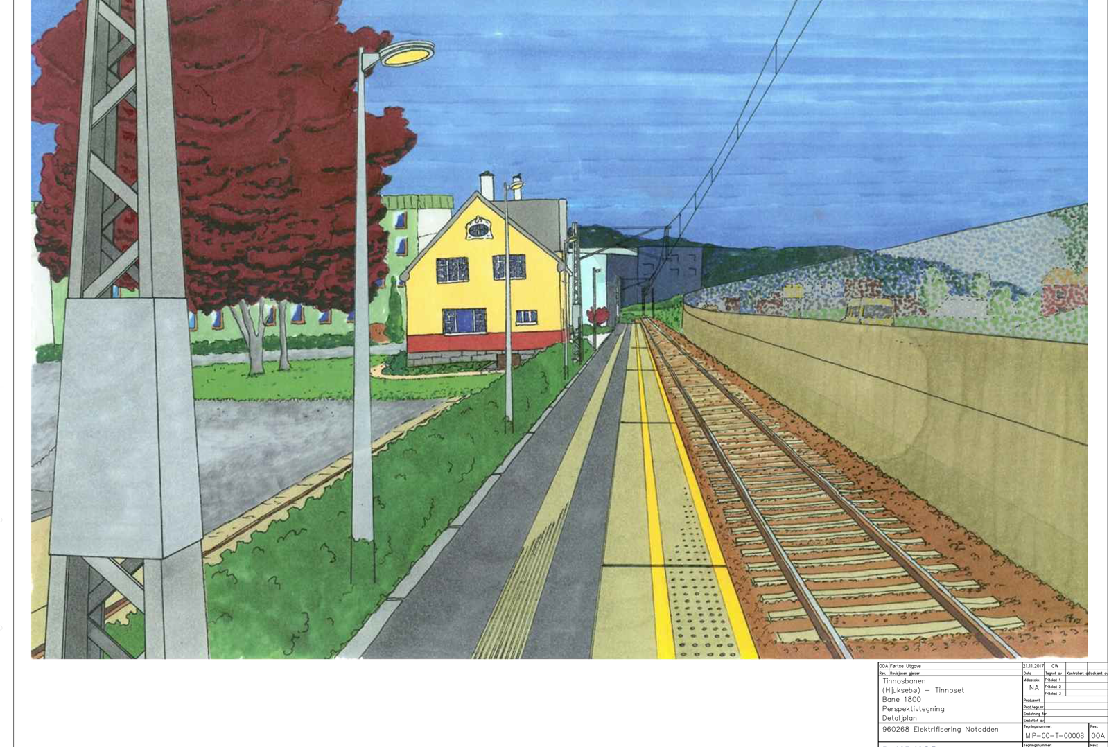 Eksempel på perspektivteikning, Notodden stasjon