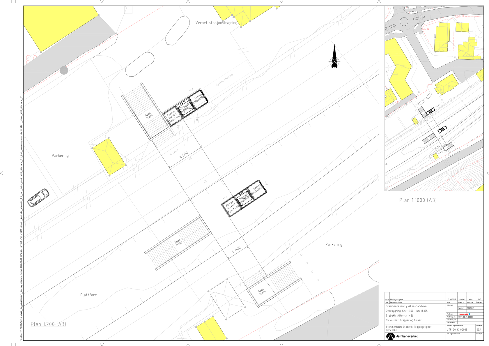 Eksempel på plan vurdering av trapp- og heisløsning, Stabekk stasjon