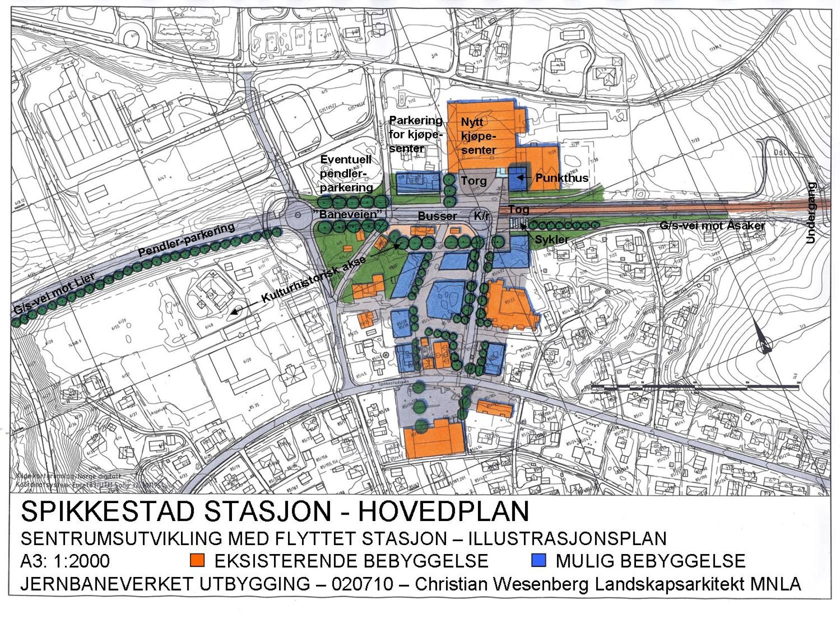 Planeksempel stasjon i by, utforming