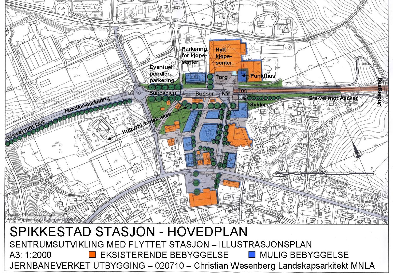 Planeksempel stasjon i by, utforming
