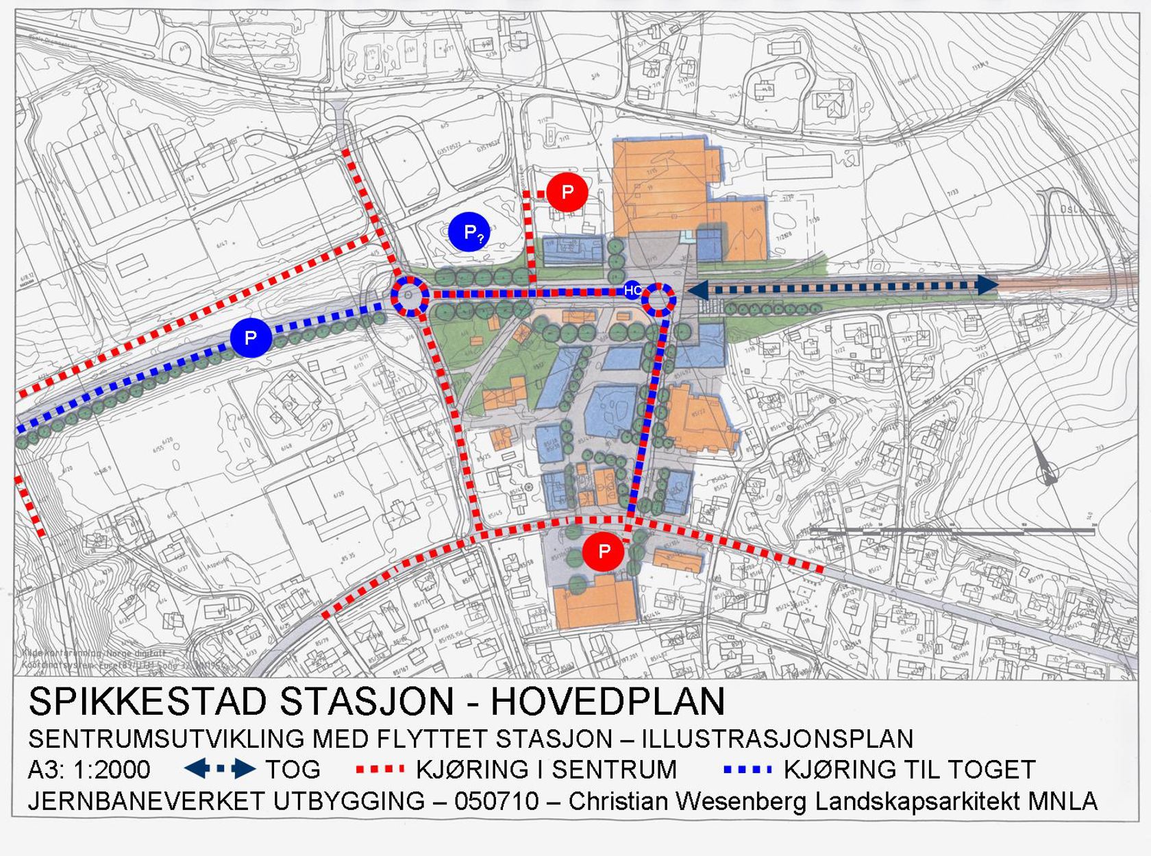 Planeksempel stasjon i by, tilgjengelegheit bil