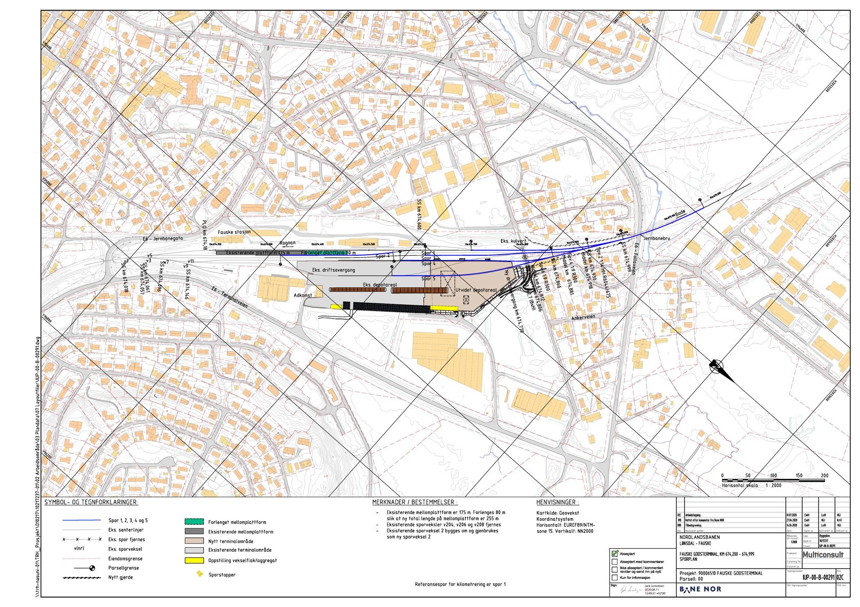 Eksempel på B-teikning byggeplan: Sporplan