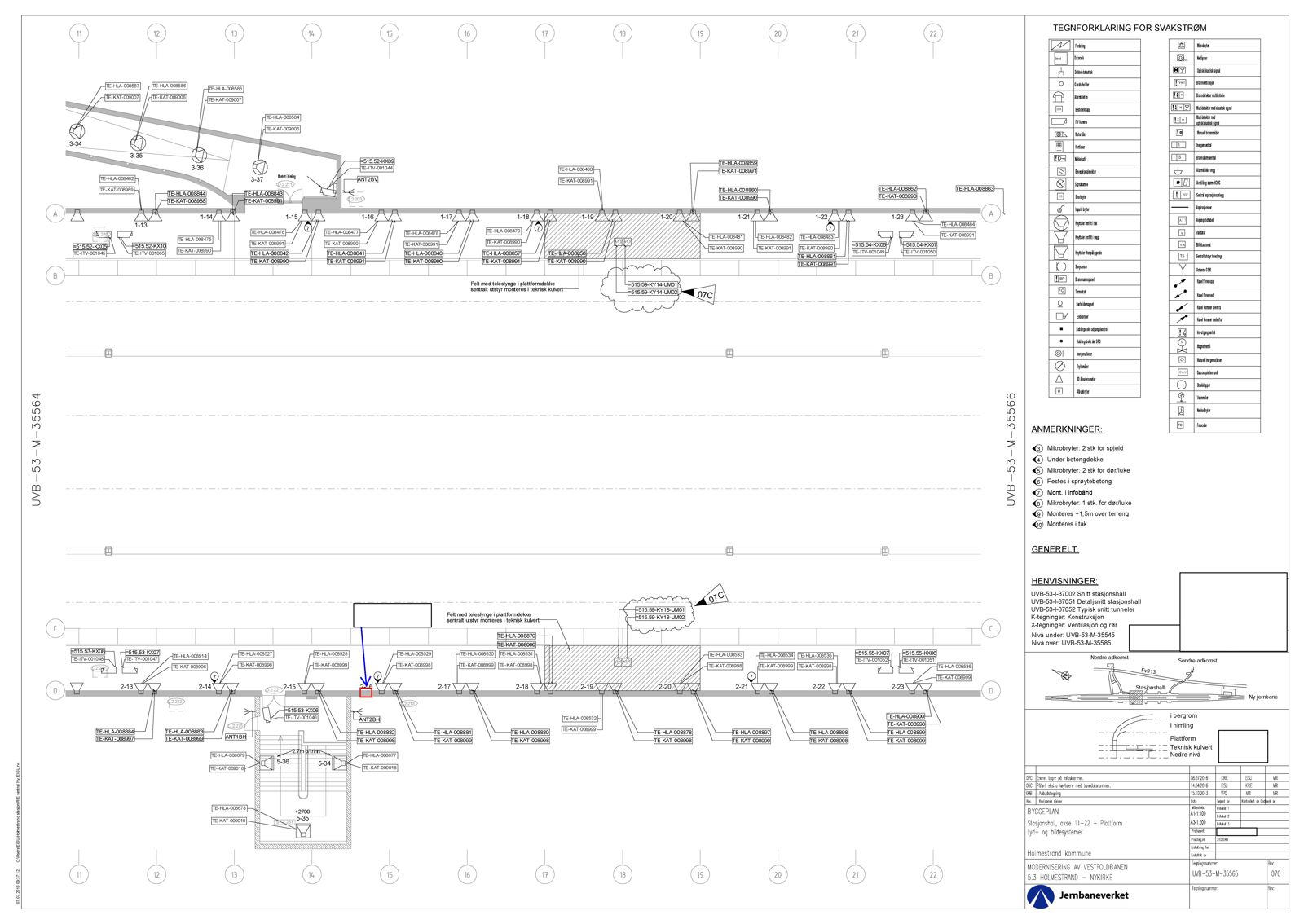 Eksempelteikning utstyrsplassering byggeplan