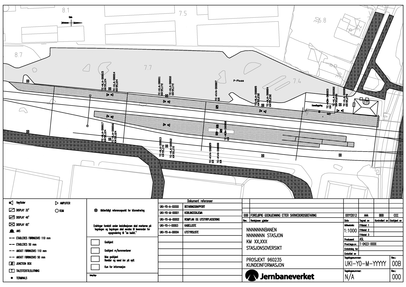 Eksempelteikning utstyrsplassering byggeplan